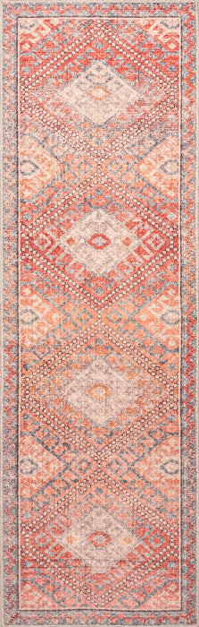 Peach Geometric Trellis Machine Washable Rug 120x180 cm