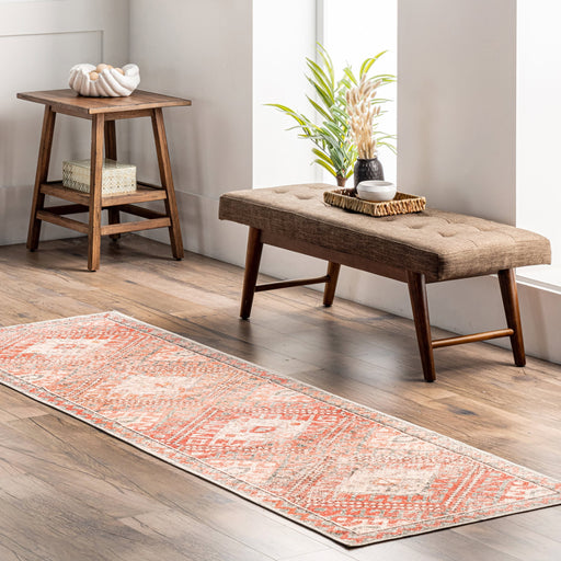 Peach Geometric Trellis Machine Washable Rug 120x180 cm