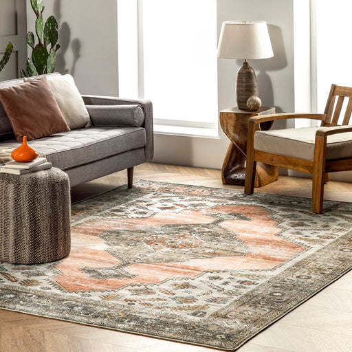 Peach Native Iris Machine Washable Area Rug 120x180 cm