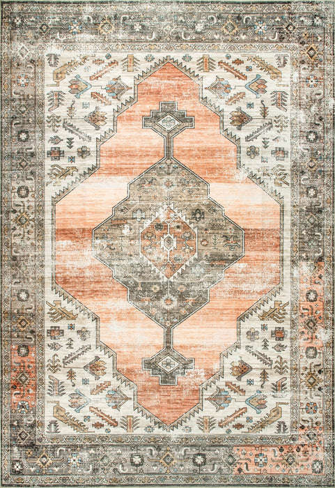 Peach Native Iris Machine Washable Area Rug 120x180 cm