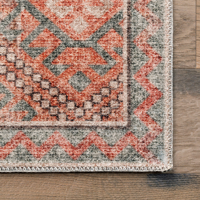 Peach Washable Geometric Trellis Area Rug 120x180 cm