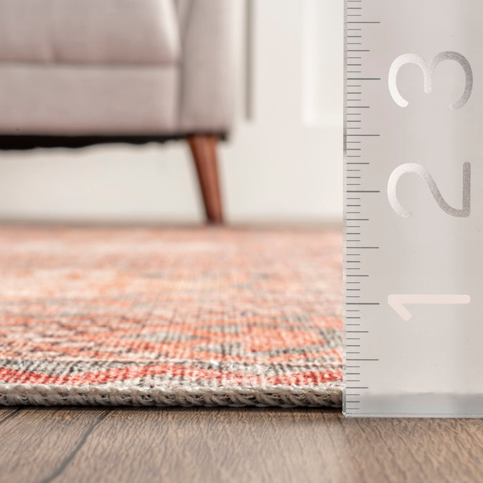 Peach Washable Geometric Trellis Area Rug 120x180 cm