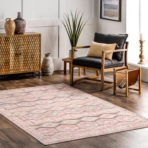 Peach Washable Kaleidoscope Area Rug 120x180 cm