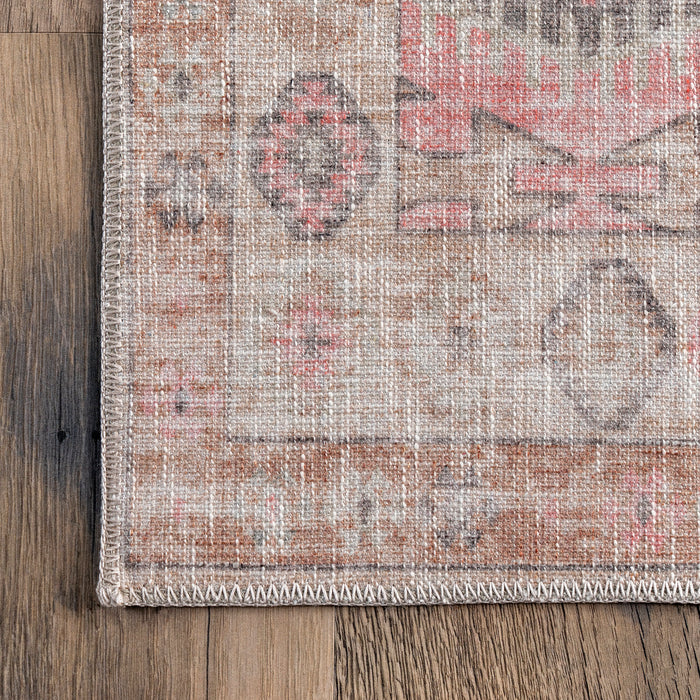 Peach Washable Kaleidoscope Area Rug 120x180 cm