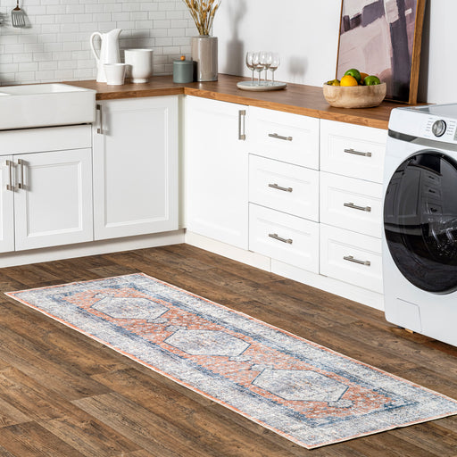 Peach Washable Vintage Medallion Area Rug 120x180 cm