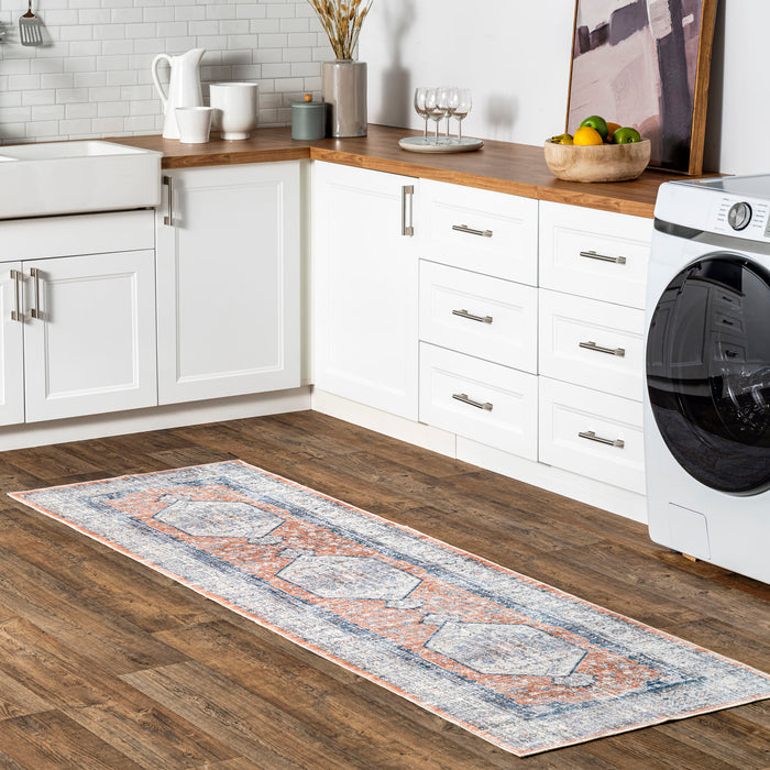 Peach Washable Vintage Medallion Area Rug 120x180 cm