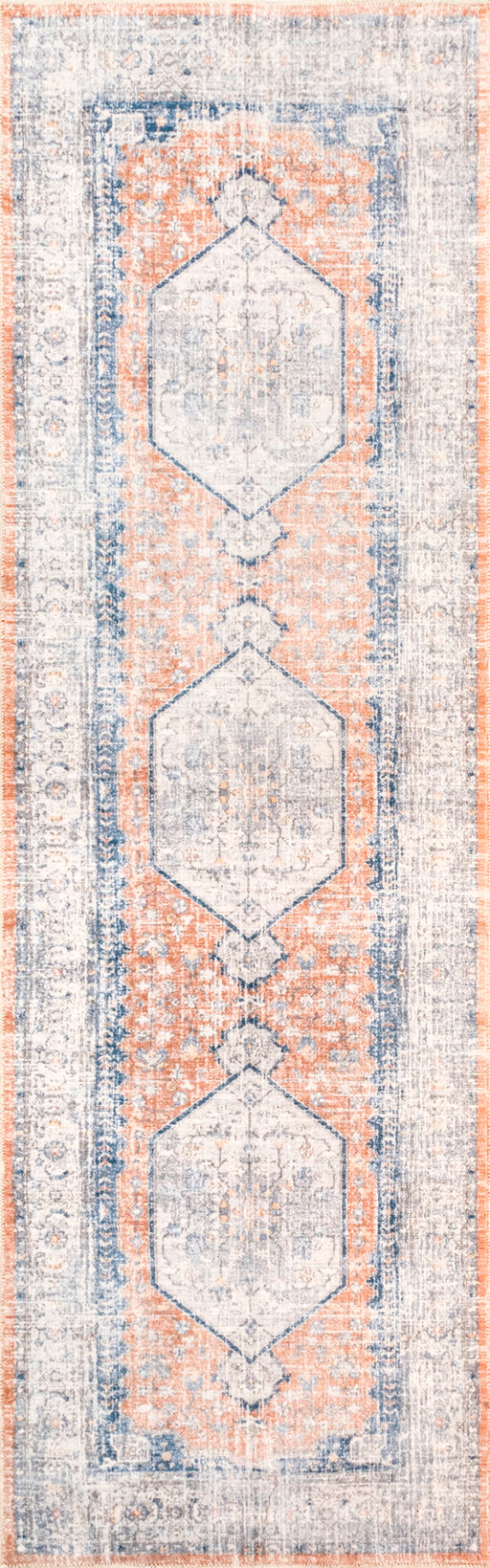 Peach Washable Vintage Medallion Area Rug 120x180 cm