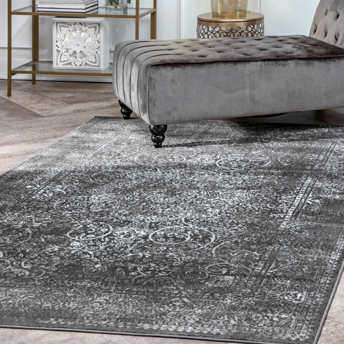 Persian Area Rug in Dark Grey for Modern Homes