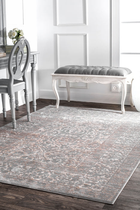 Persian Grey Area Rug with Vintage Design