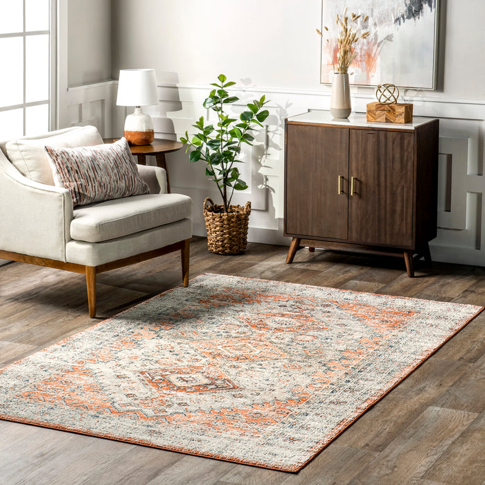 Persian-Inspired Beige Area Rug for Home Décor