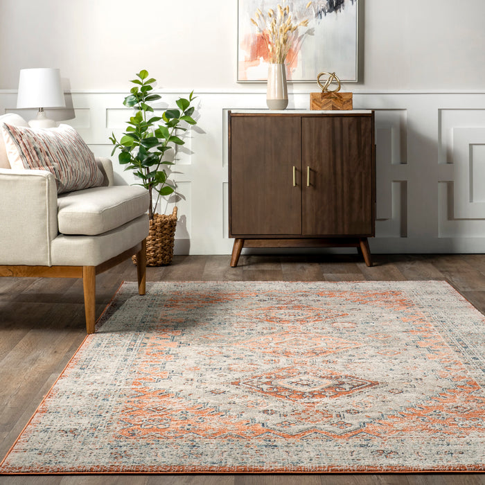 Persian-Inspired Beige Area Rug for Home Décor