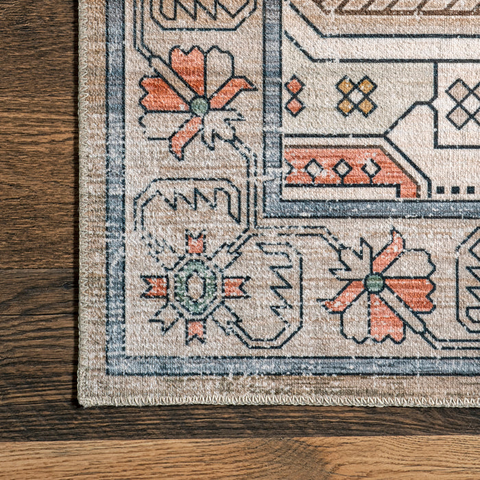 Persian Machine Washable Rug in Tan for Busy Homes