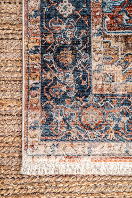 Persian Pattern Area Rug in Rust for Living Room