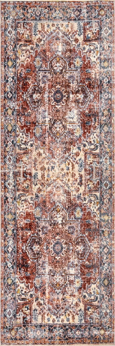 Persian Pattern Area Rug in Rust for Living Room