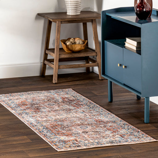 Persian Pattern Area Rug in Rust for Living Room