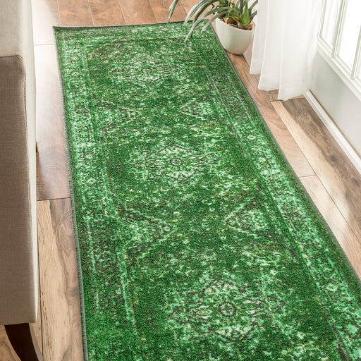 Persian Vintage Area Rug in Green for Home Décor