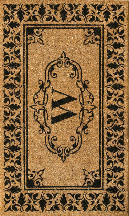 Personalized Coir Door Mat With Initial W For Outdoor Use