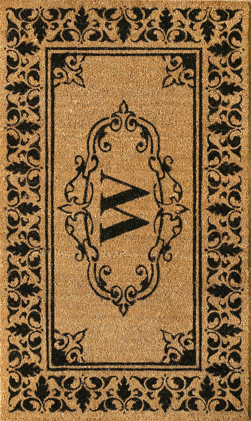 Personalized Coir Door Mat With Initial W For Outdoor Use