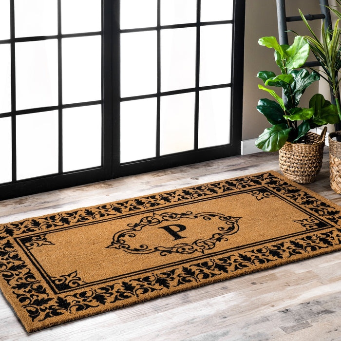 Personalized Coir Welcome Mat with Initial P