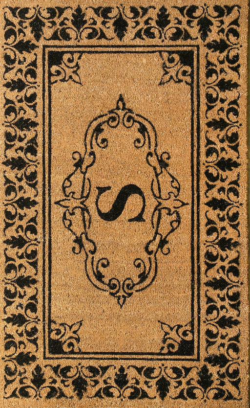 Personalized Coir Welcome Mat with Initial S for Entryway