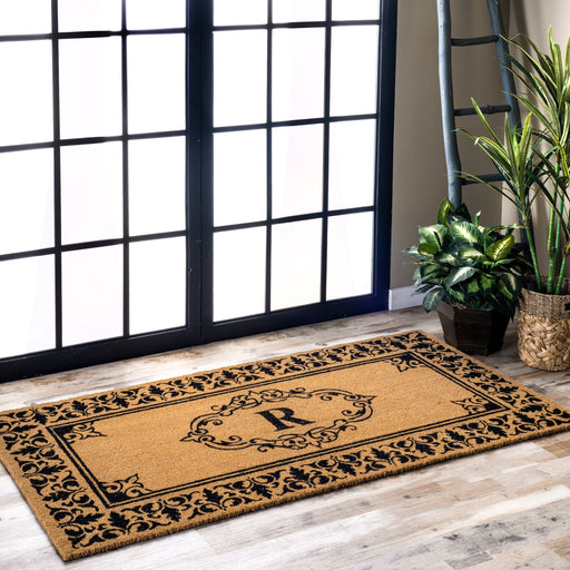 Personalized Coir Welcome Mat with Letter R