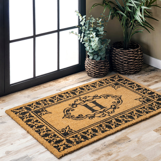 Personalized Letter H Coir Welcome Mat for Outdoor Use