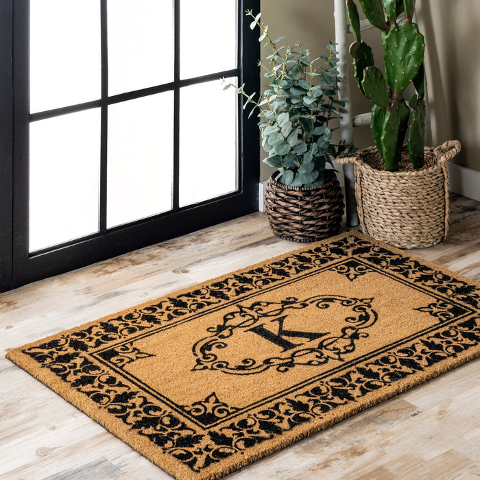 Personalized Letter K Coir Welcome Doormat for Entryway