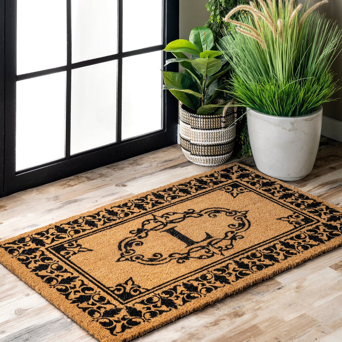Personalized Letter L Coir Welcome Mat for Outdoor Use