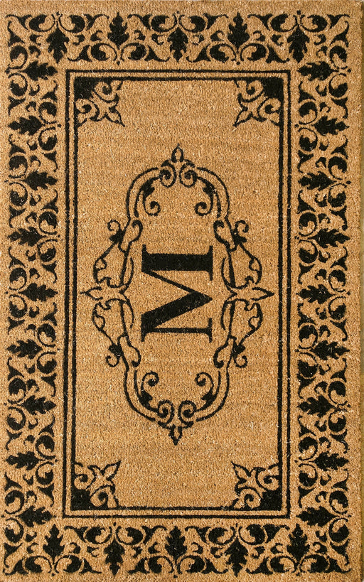 Personalized Letter M Coir Welcome Mat for Outdoor Entryway