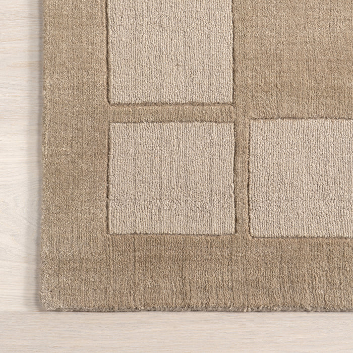 Petra Block Border Wool-Blend Area Rug 150x240 cm Fawn
