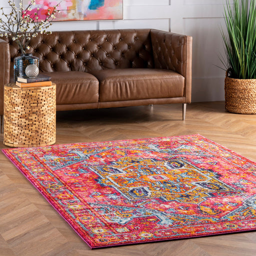 Roze cartouche medaillon vloerkleed 120x180 cm