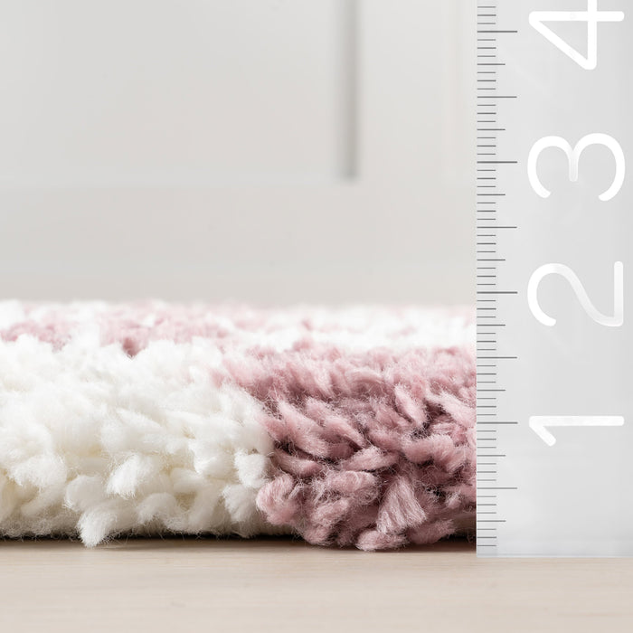 Pink Checkered Shag Area Rug 120 x 180 cm