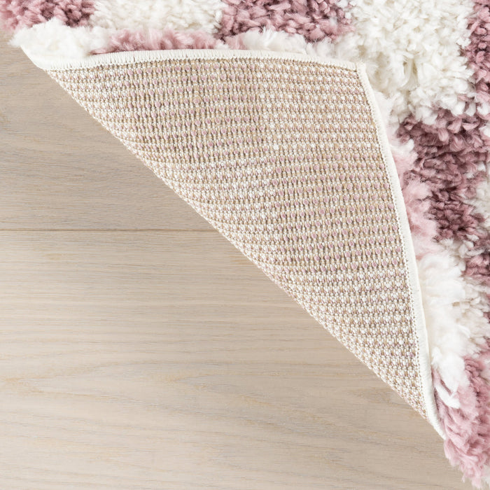 Pink Checkered Shag Area Rug 120 x 180 cm