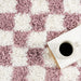 Pink Checkered Shag Area Rug 120 x 180 cm