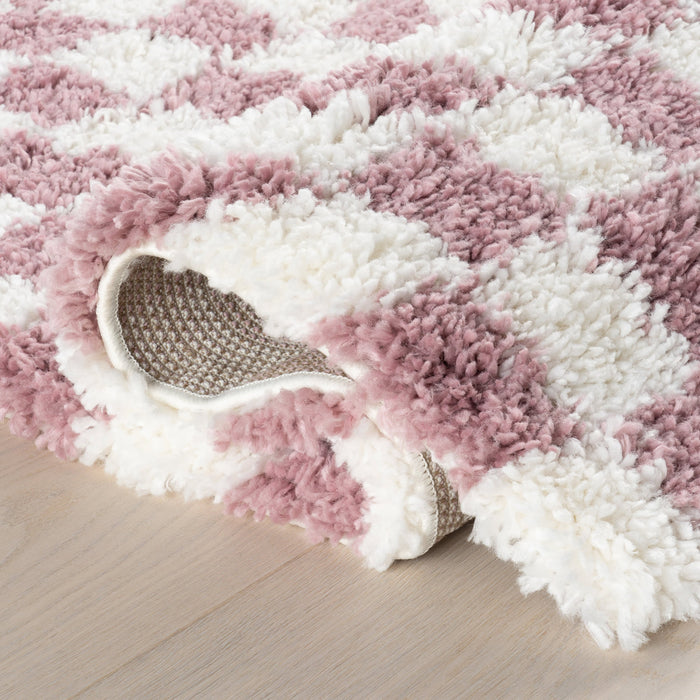 Pink Checkered Shag Area Rug 120 x 180 cm
