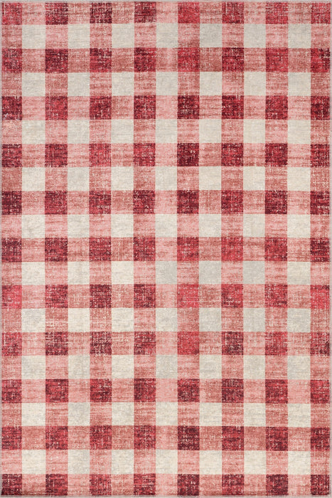 Pink Gingham Plaid Pestävä aluematto 120 cm x 180 cm