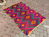 Pink Kilim Rug 142cm x 95cm Handwoven Vintage Style