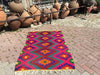 Pink Kilim Rug 142cm x 95cm Handwoven Vintage Style