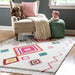 Pink Multicolor Diamond Shag Area Rug for Nursery and Playroom