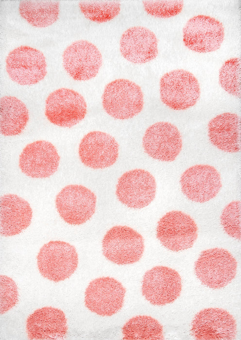 Roze Polka Dots Shag-tapijt voor kinderkamer en kinderkamer