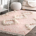 Roze Shaggy Marokkaans vloerkleed met tralierand 140x200 cm