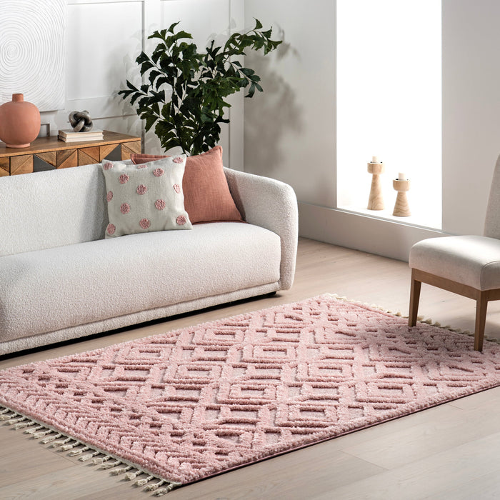 Roze trellis vloerkleed 120x180 cm