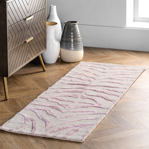 Pink Zebra Print Wool-Blend Area Rug 120x180 cm