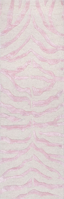 Pink Zebra Print Wool-Blend Area Rug 120x180 cm