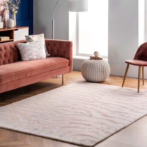 Pink Zebra Print Wool Rug 140x200 cm