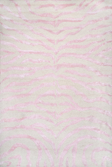 Pink Zebra Print Wool Rug 140x200 cm