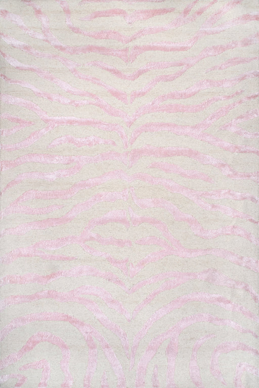 Pink Zebra Print Wool Rug 140x200 cm