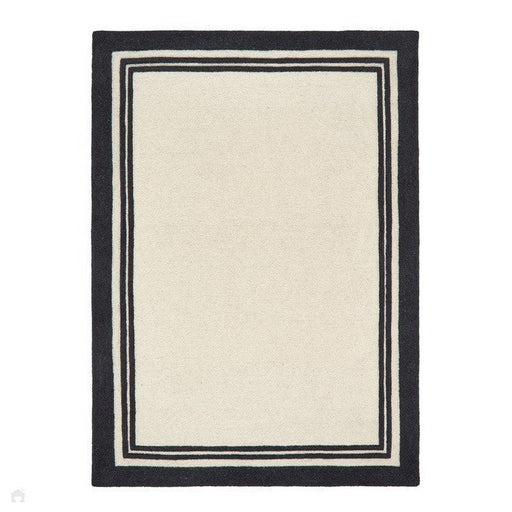 Piper Modern Plain Border Hand-Woven Wool Monochrome/Cream/Black Rug