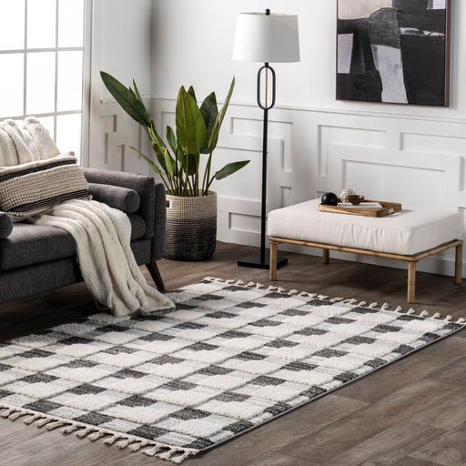 Plaid Area Rug In Grey For Home Decor 120x180 cm