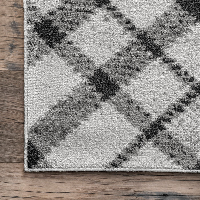 Plaid Machine Washable Area Rug in Grey 150x230 cm